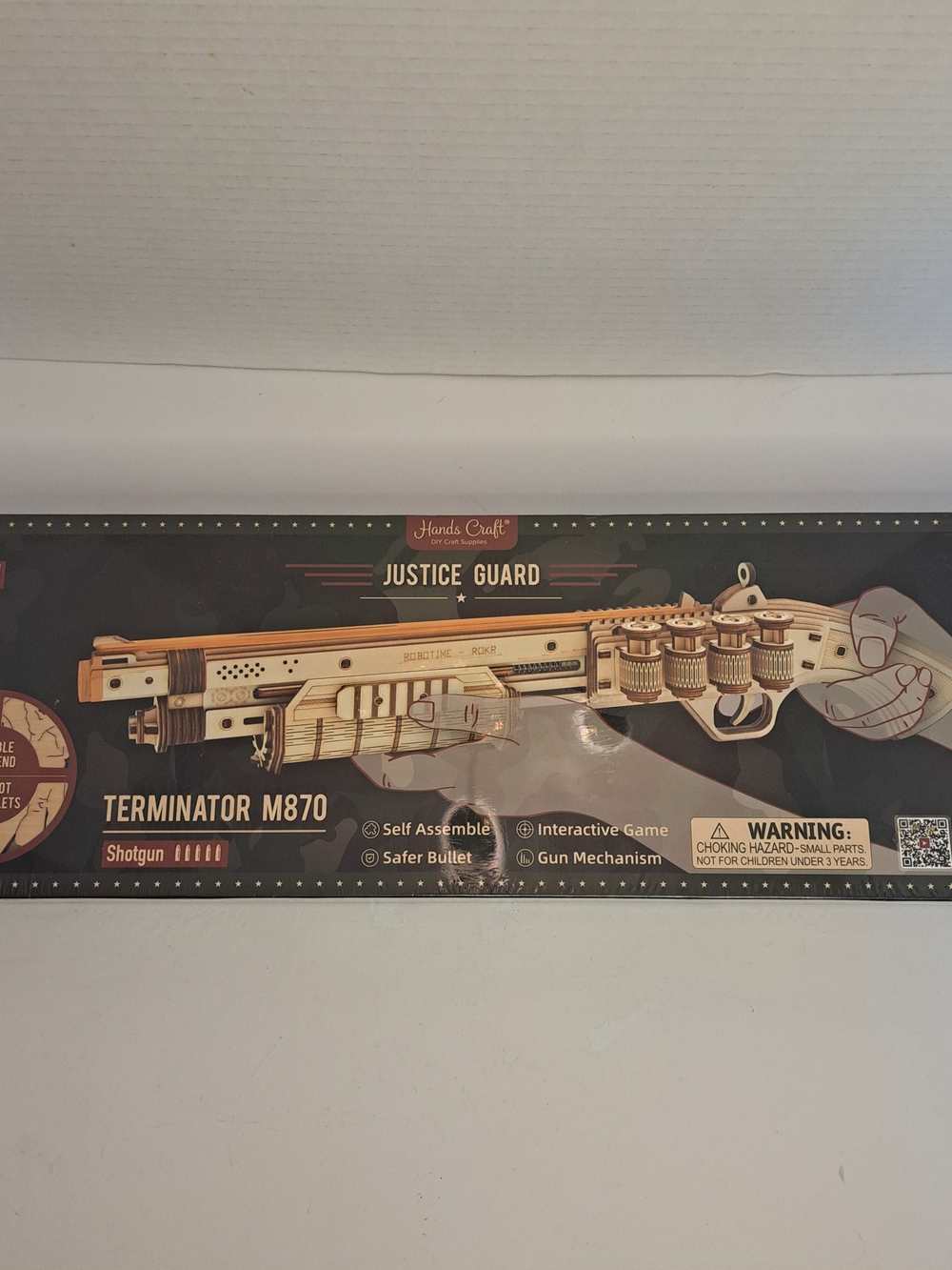 Hands Craft ROKR "Terminator M870" 3D Wooden Rubber Band Gun New in Box